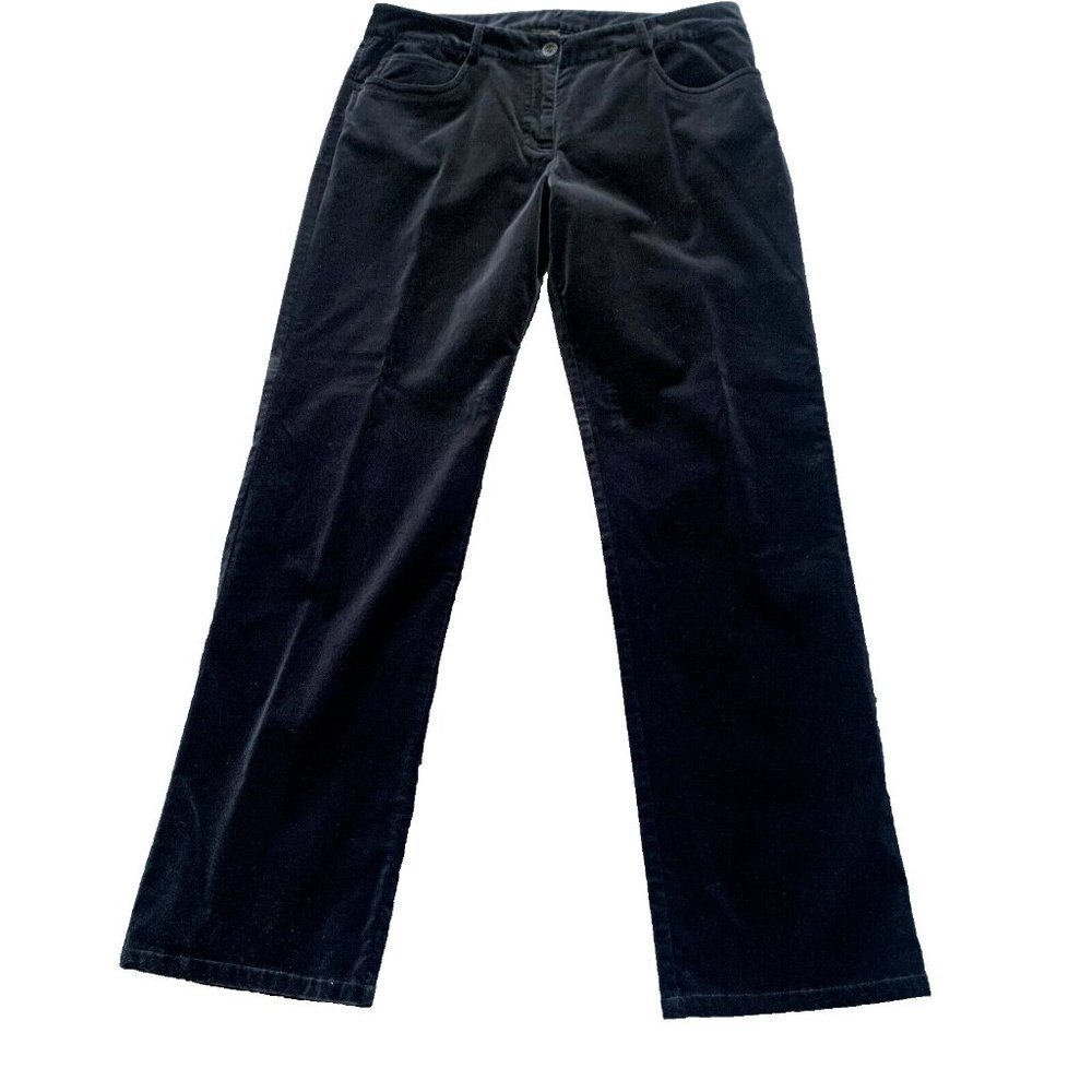 Eileen Fisher Pants Women's Size M Velvet Black Straight Legs Soft Jeans Pockets